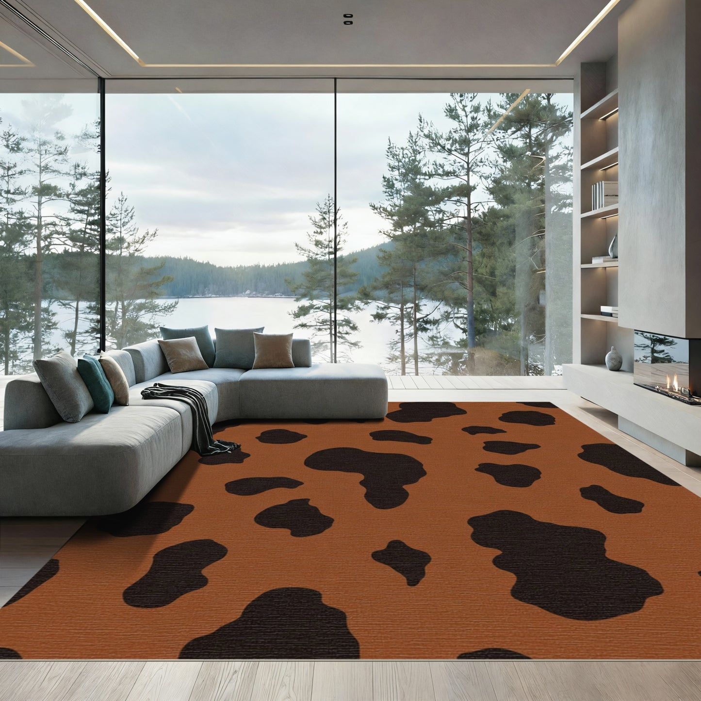 Brown Black Dalmatian Spots Rug
