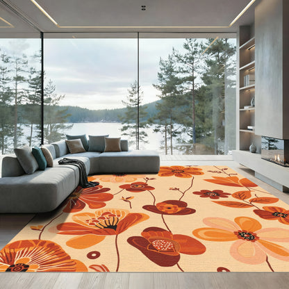 Warm Earthy Tone Floral Medley Rug