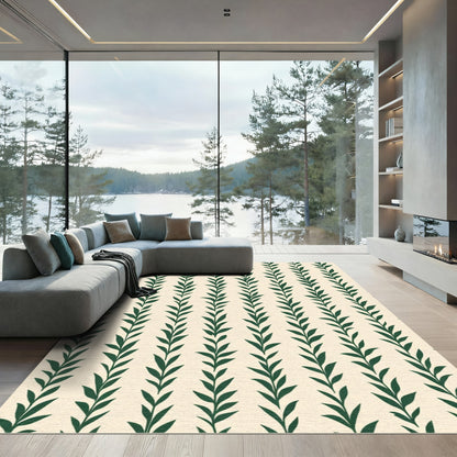 Vertical Botanical Leaf Spray Rug