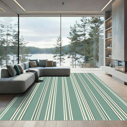 Sage Green Classic Vertical Stripe Rug