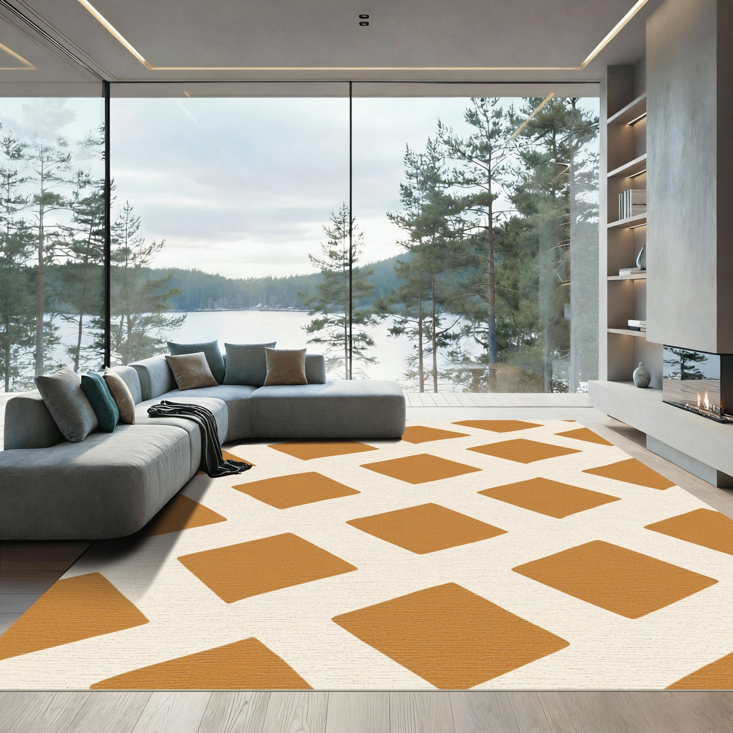 Earth Clay Diamond Lattice Rug