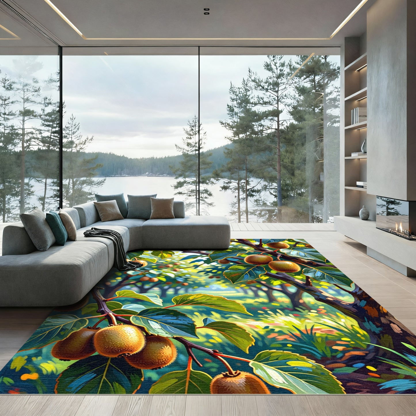 Sunlit Tropical Kiwi Fruit Orchard Rug