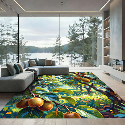 Sunlit Tropical Kiwi Fruit Orchard Rug