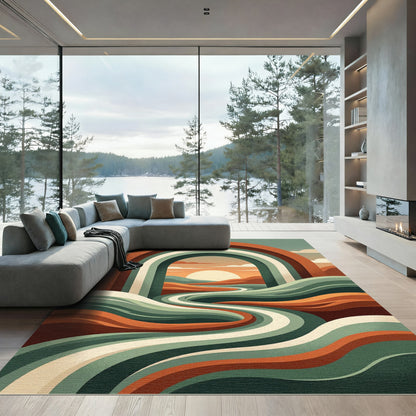 Sunset Arch Abstract Earthy Wave Rug