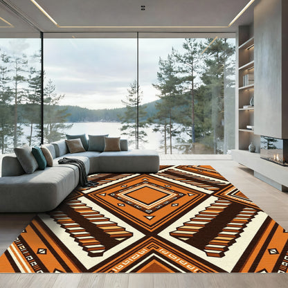 Geometric Terracotta Step Diamond Art Rug