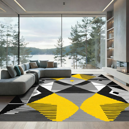 Bold Sun Yellow Geometric Abstract Rug