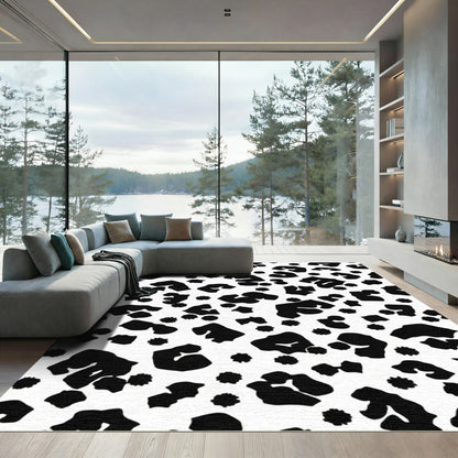 Black White Spotted Animal Hide Rug