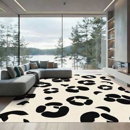 Black White Animal Spot Medallion Rug