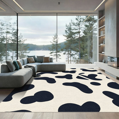 Creamy Black Abstract Blob Rug