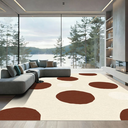 Choco Cream Contemporary Polka Dots Rug