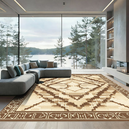 Earthy Tones Geometric Diamond Rug