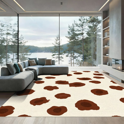 Beige Brown Spotted Animal Print Rug