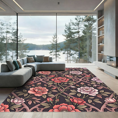 Gothic Rose Vine Lattice Rug