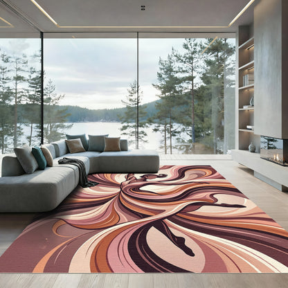 Dancer Swirling Earth Tone Ribbons Rug