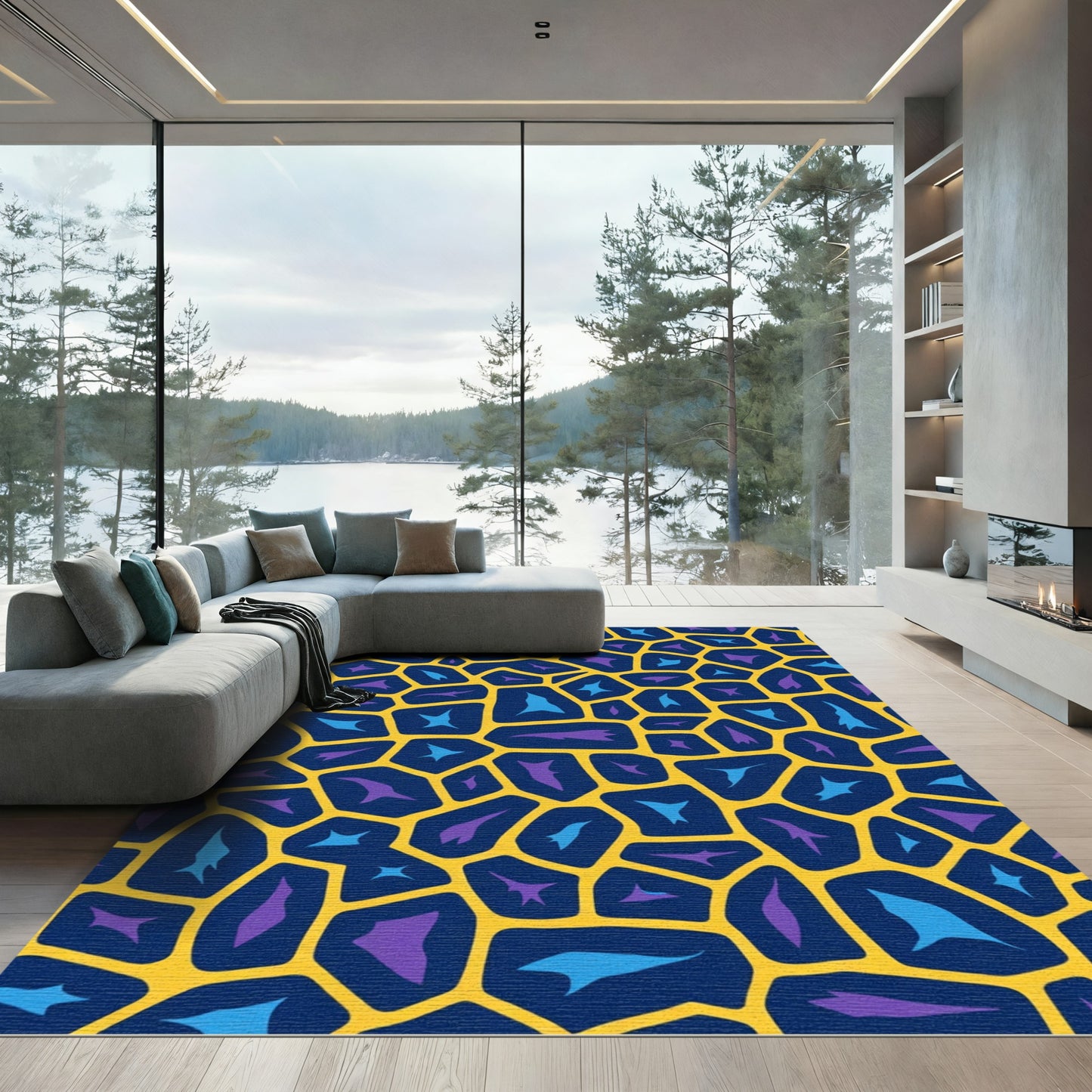 Bold Geometric Animal Skin Rug