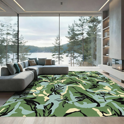 Woodland Camouflage Foliage Abstract Rug