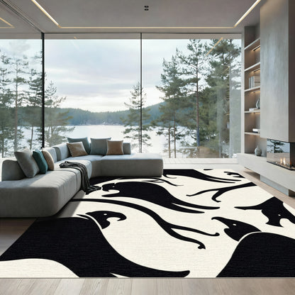 Black Eagles Abstract Movement Rug