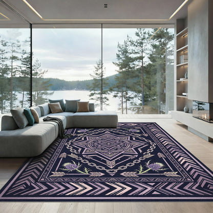 Purple Thistle Chain Arrow Mandala Rug