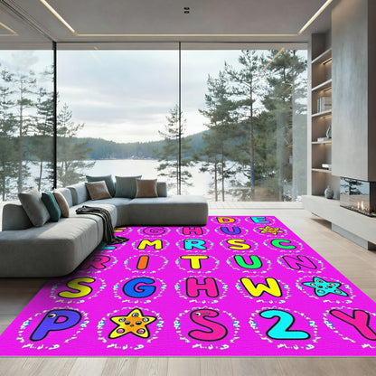 Colorful Alphabet Star Characters Rug