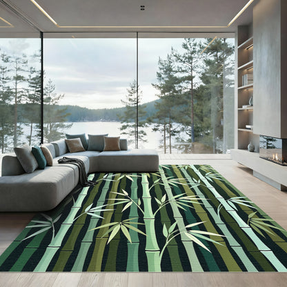 Muted Green Bamboo Grove Image Rug