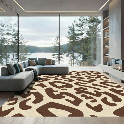 Bold Brown Abstract Animal Print Rug