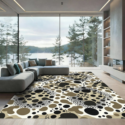 Abstract Neutral Polka Dot Organic Shape Rug
