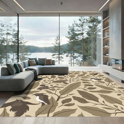 Earthy Birds and Foliage Medley Rug