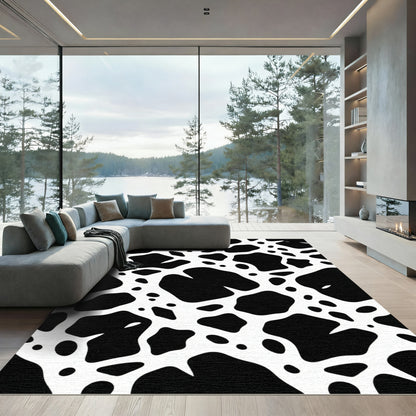 Black White Irregular Spot Rug