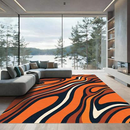 Bold Orange Swirl Abstract Rug