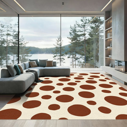 Creamy Brown Speckled Polka Dot Rug