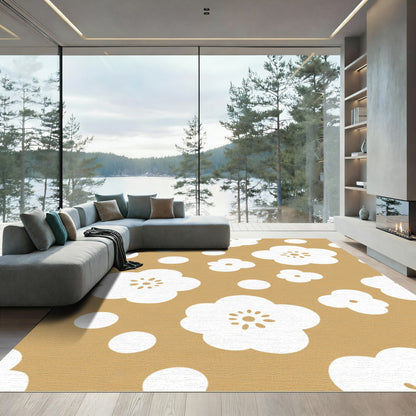 Golden Flower Petal Dot Rug