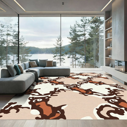 Brown Whimsical Critter Repeating Pattern Rug