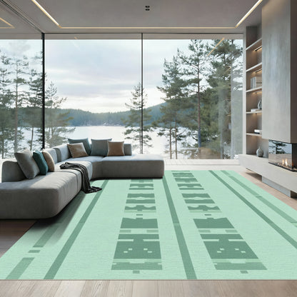 Soft Mint Green Geometric Stripe Rug