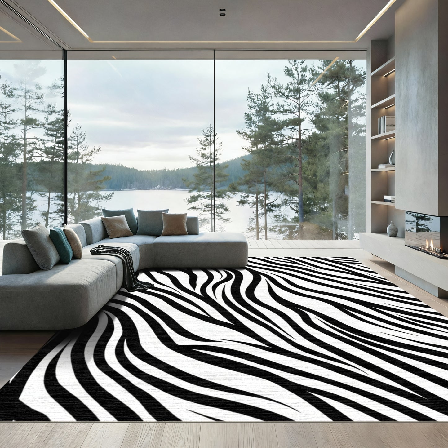 Black and White Striped Zebra Rug