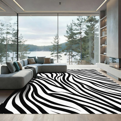 Black and White Striped Zebra Rug
