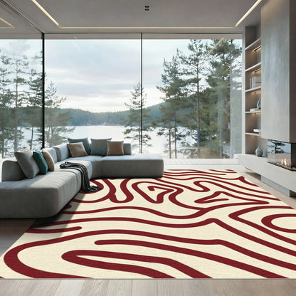 Deep Crimson Organic Contour Rug