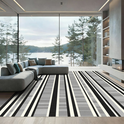 Monochrome Abstract Vertical Stripes Rug