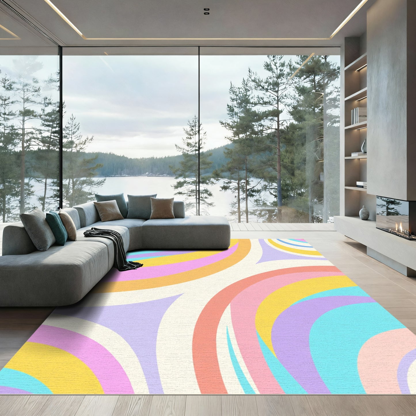 Pastel Swirl Arch Composition Rug