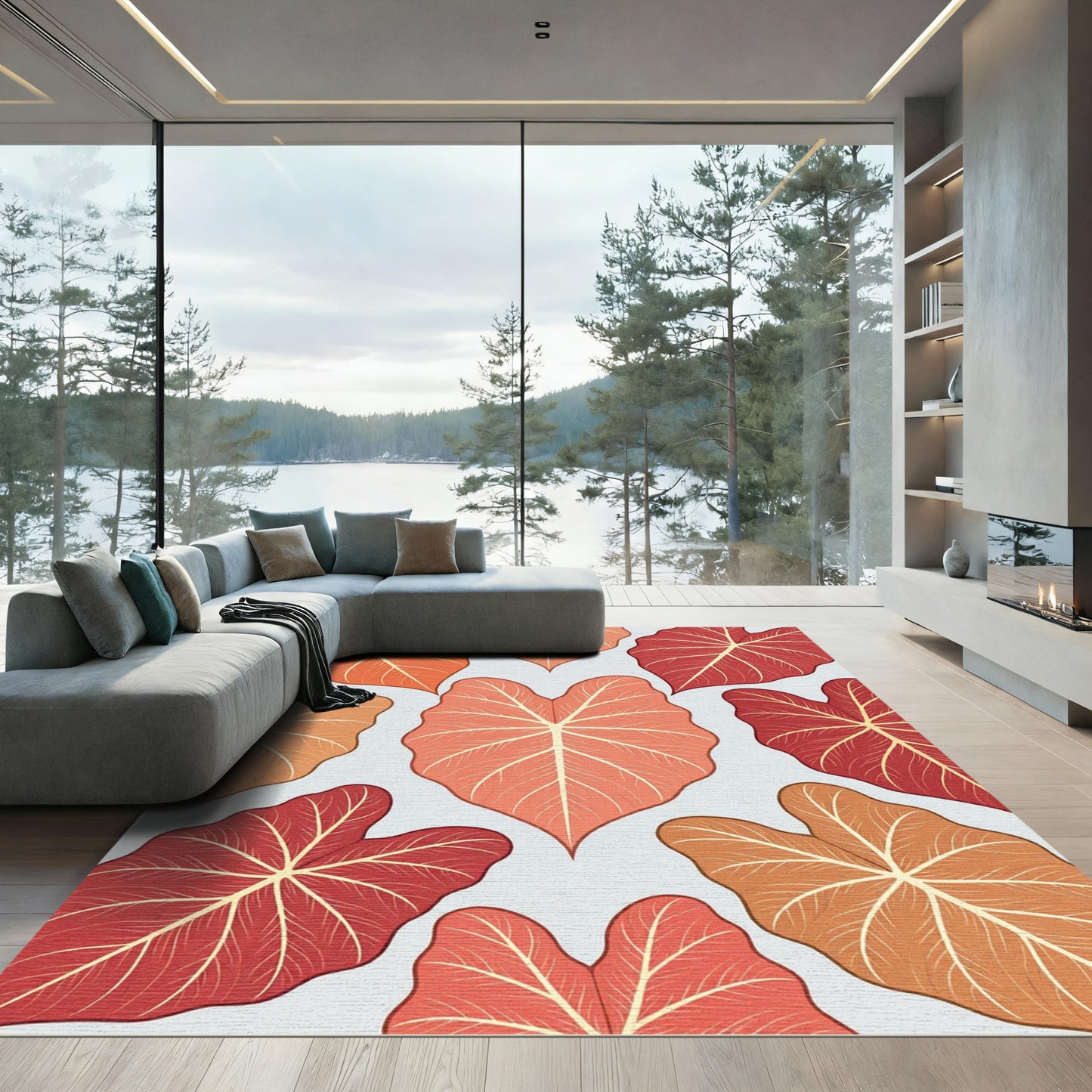 Warm Leafy Heart Nature Abounds Rug