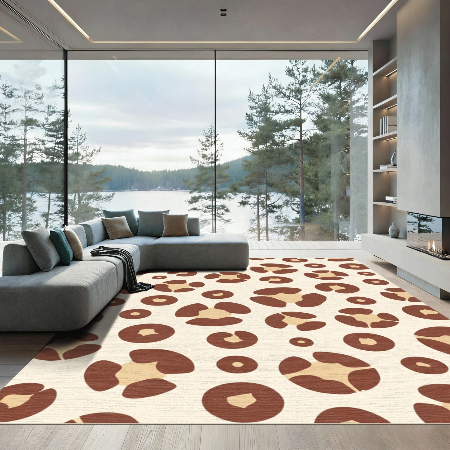 Caramel Leopard Spots Composition Rug