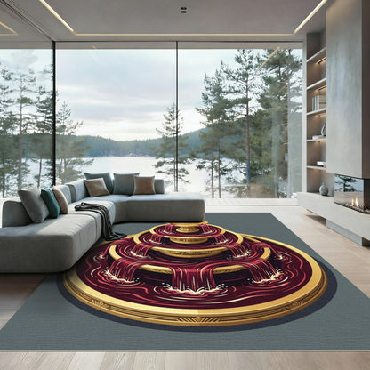 Regal Crimson Cascading Fountain Rug
