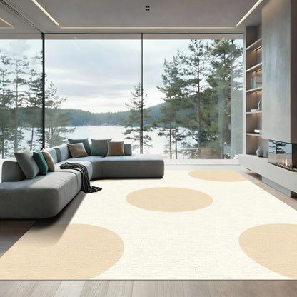 Neutral Cream Large Dot Contemporary Rug