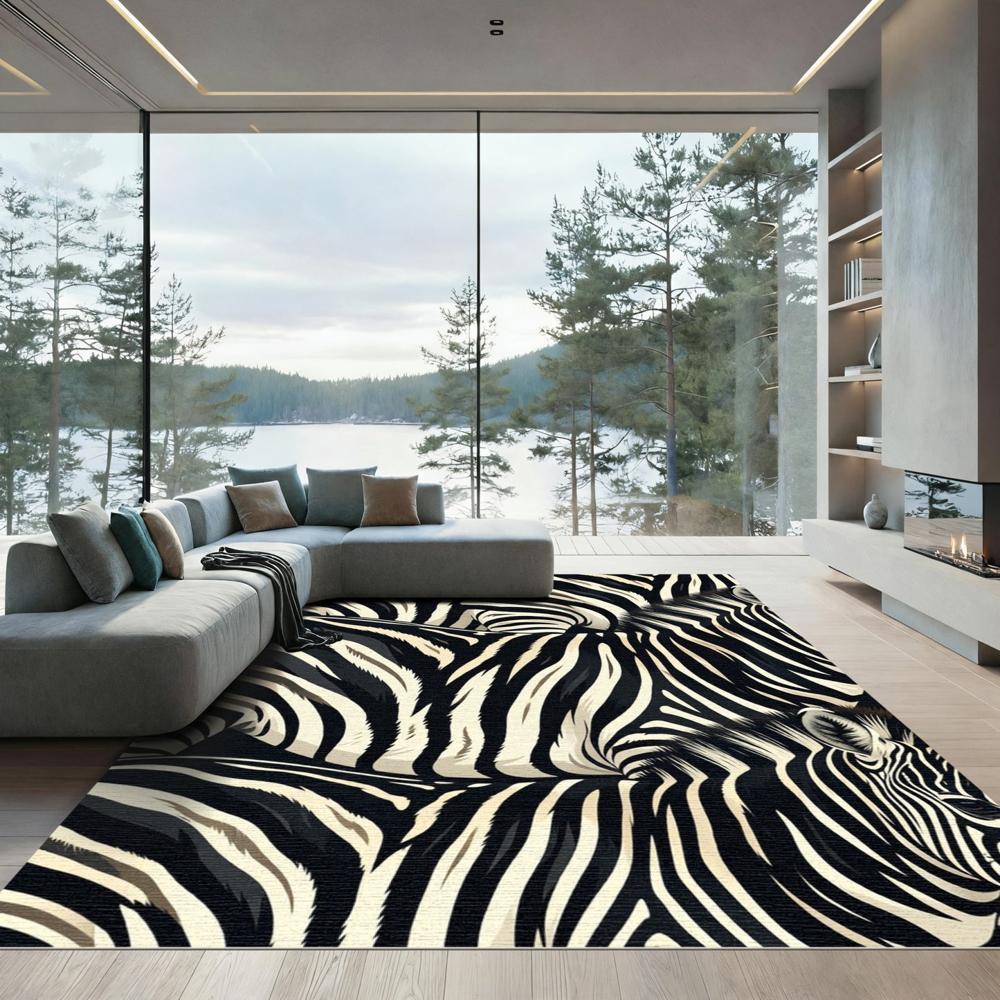 Black White Zebra Stripes Rug