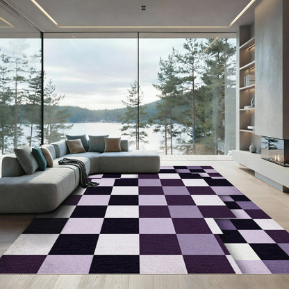 Deep Purple Checkerboard Square Shift Rug