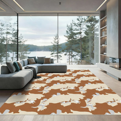 Earthy Camouflage Organic Forms Rug
