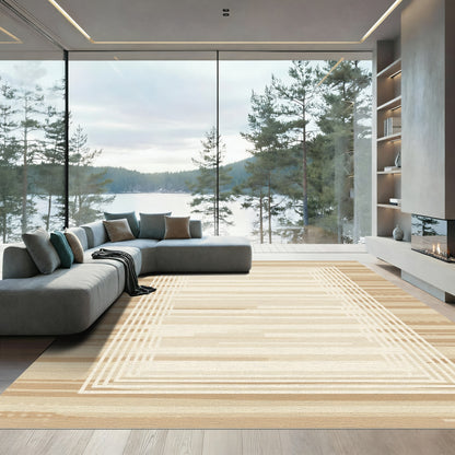 Earthy Horizontal Stripe Rectangular Accordion Rug