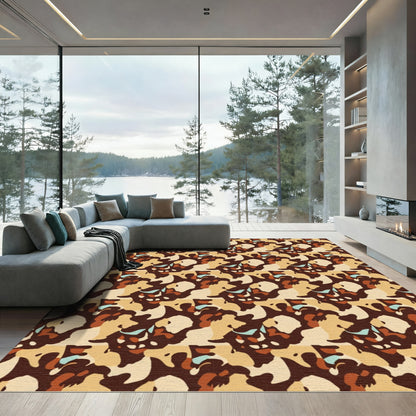Earthy Tones Abstract Organic Forms Rug