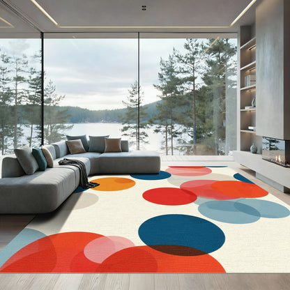 Abstract Colorful Circles Arrangement Rug