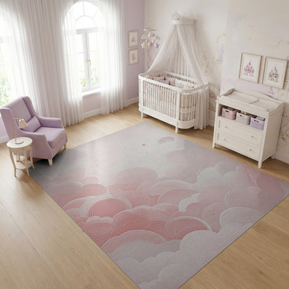 Dreamy Blush Gray Clouds Rug