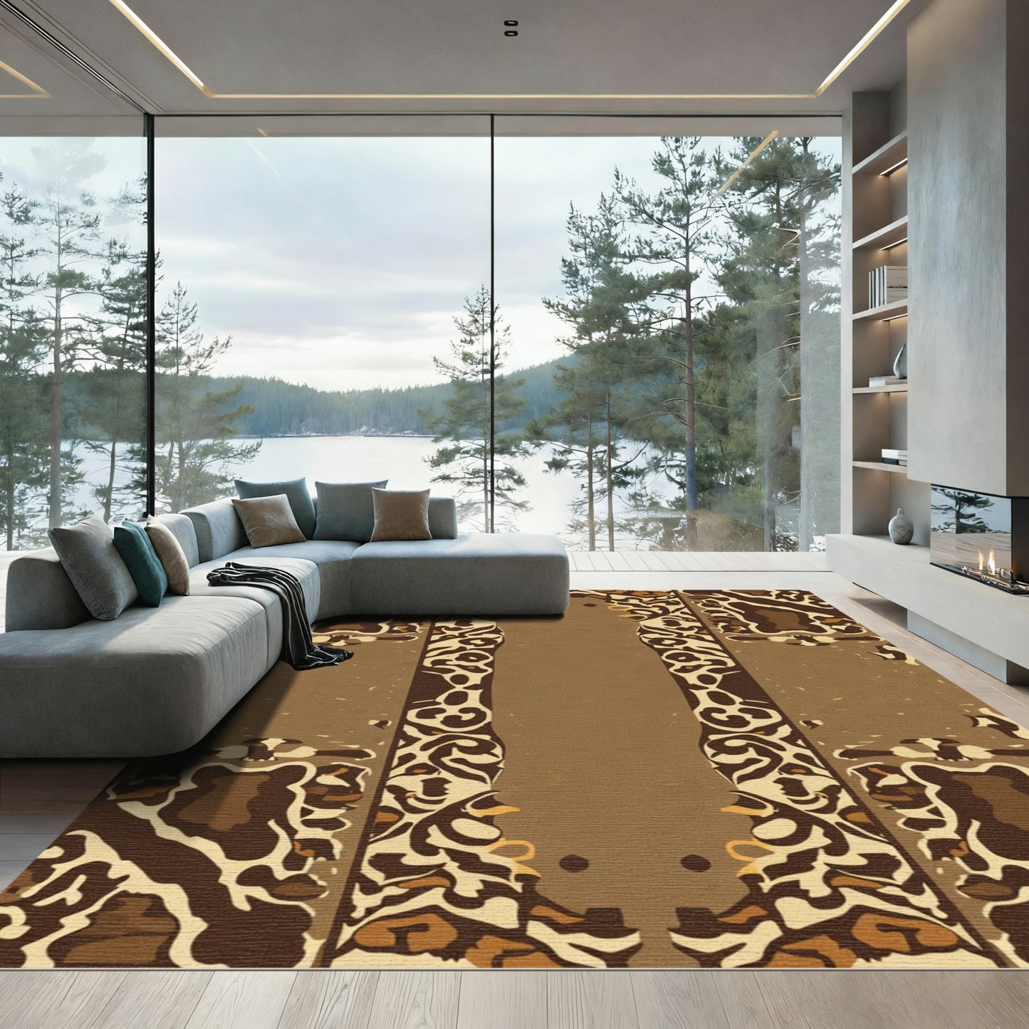 Earthy Tan Leopard Arch Rug